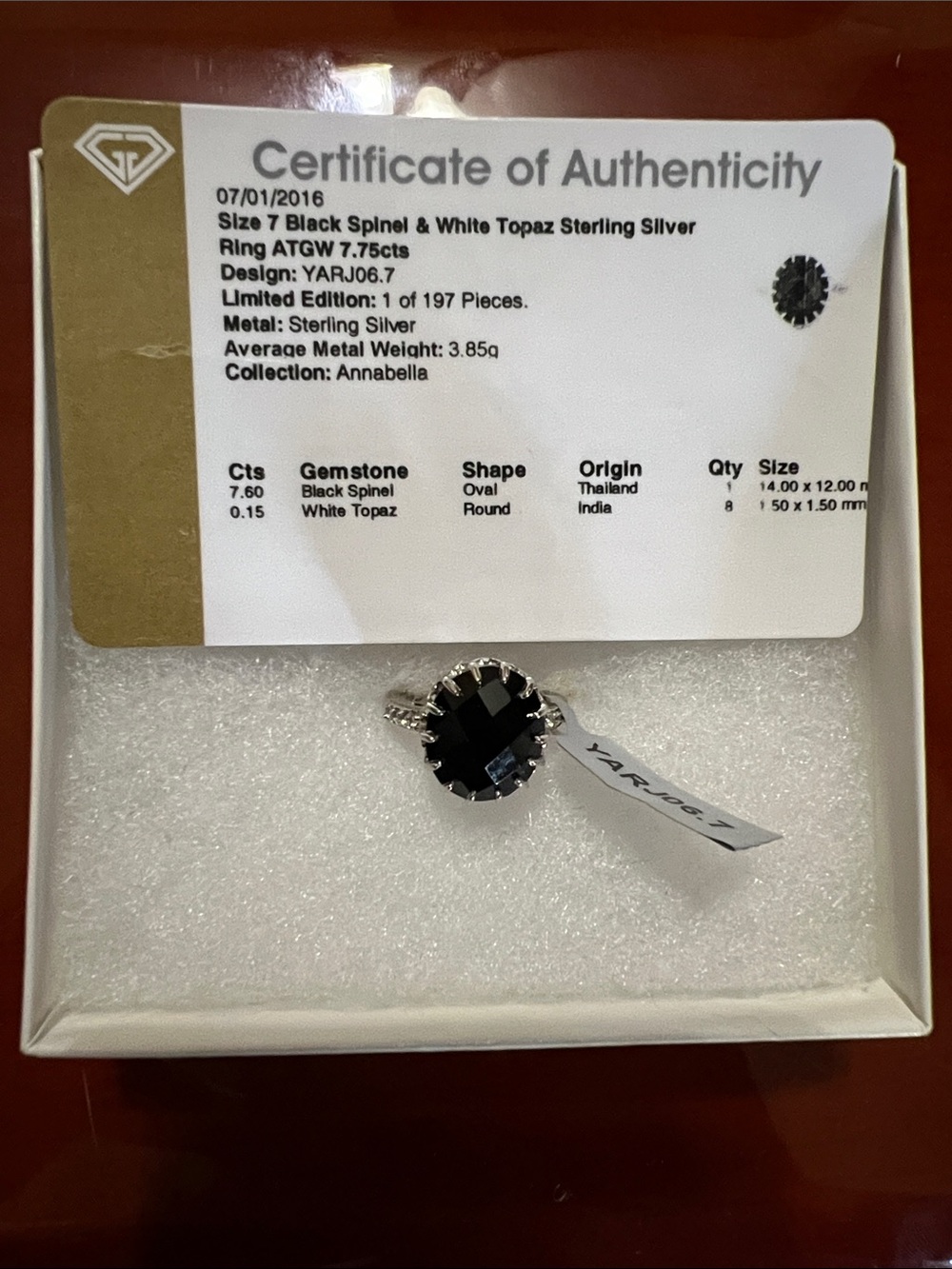 Black Spinel Oval Sterling Silver Ring